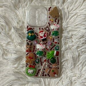 Handmade Christmas Holiday Hello Kitty Kawaii Charm Junk iPhone 16 Pro Case
